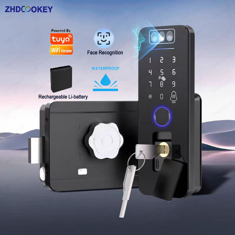 Smart Garden Lock - 방수 3D 얼굴인식 충전식 스마트 도어락