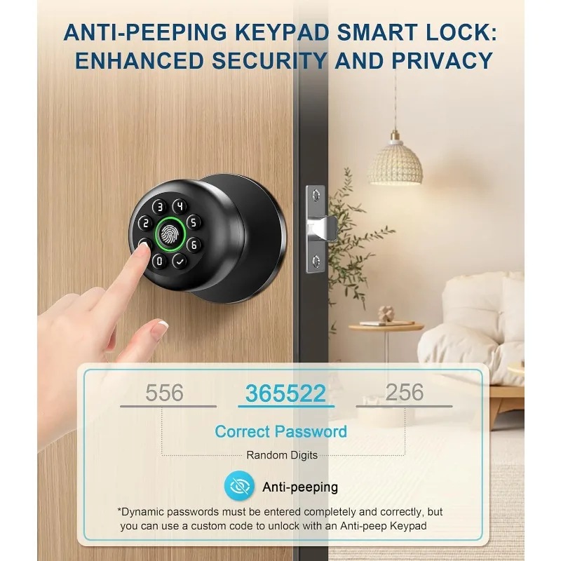 Smart Garden Offices - 키패드가 있는 매트 블랙 스마트 지문
