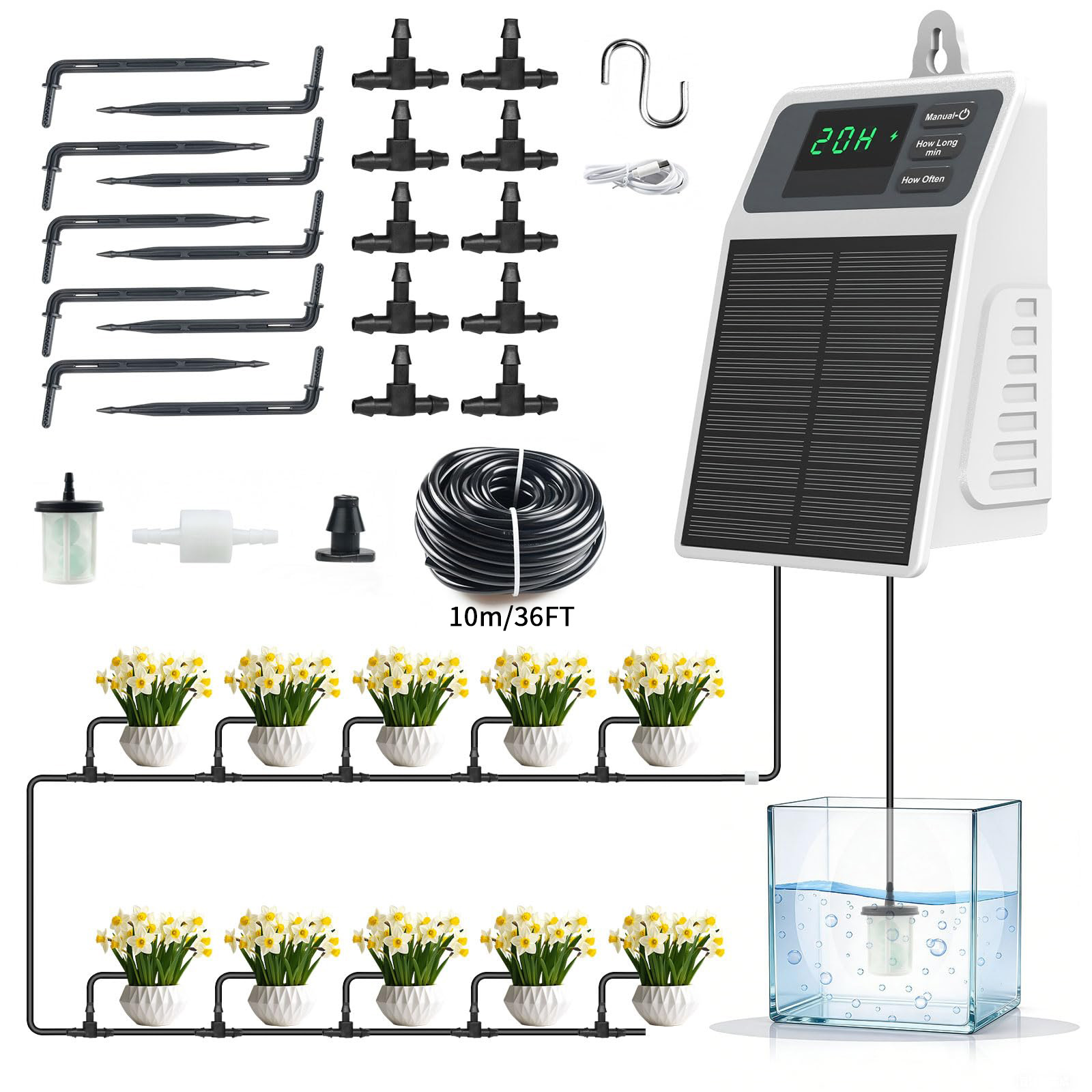 Smart Garden Technology - 업그레이드된 태양광 점적 관개 시스템, 가정