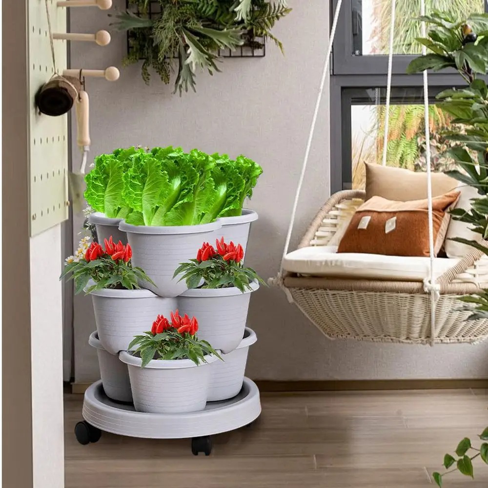 Vertical Planter Tower - 이동식 바퀴가 달린 다층형 수직 타워