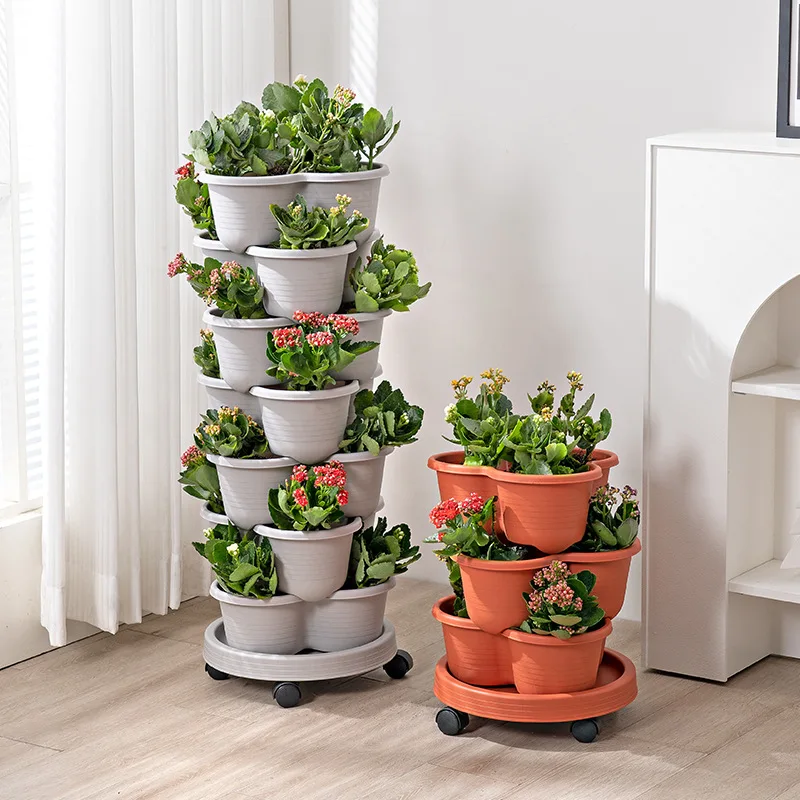 쌓을 수 있는 정원 딸기 화분 플라스틱 화분 5단 정원 - Vertical Planter Tower 리뷰 및 가격