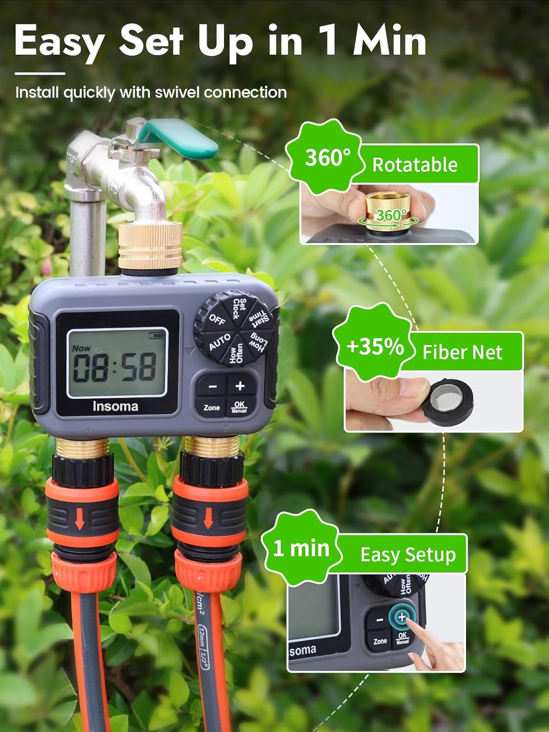 Insoma 스마트 관개 급수 시스템 듀얼 콘센트 자동 - Smart Garden Refill 리뷰 및 가격