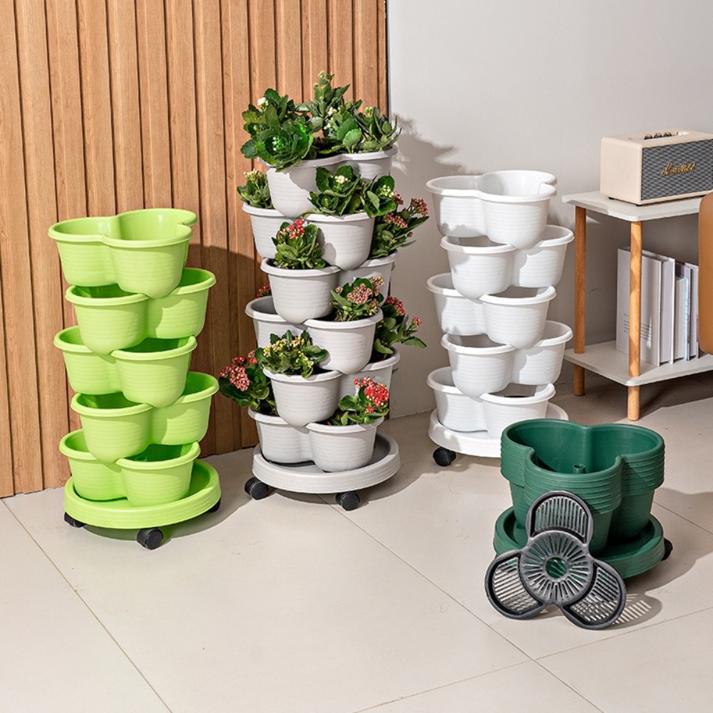 새로운 수직 타워형 쌓을 수 있는 플라스틱 다층 화분, - Vertical Planter Tower 리뷰 및 가격