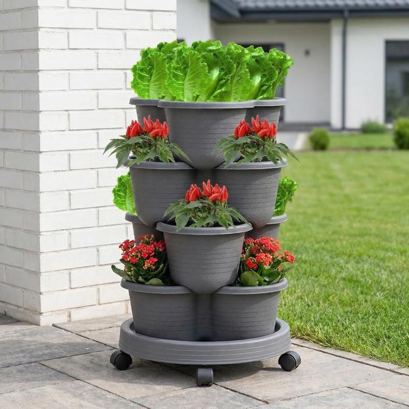 쌓을 수 있는 다층 수직 화분 타워 플라스틱 화분, 창 - Vertical Planter Tower 리뷰 및 가격