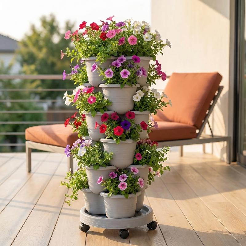 새로운 수직 타워형 쌓을 수 있는 플라스틱 다층 정원  - Vertical Planter Tower 리뷰 및 가격