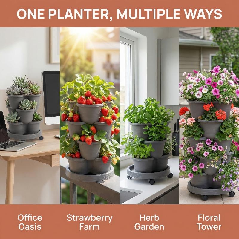 새로운 수직 타워형 쌓을 수 있는 플라스틱 다층 정원  - Vertical Planter Tower 리뷰 및 가격