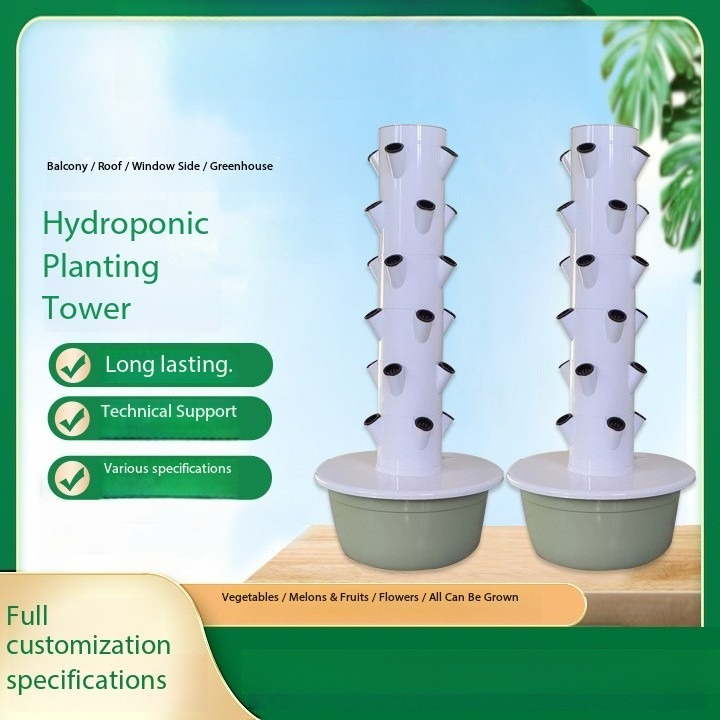 LED 성장등이 있는 수경재배 타워 수직 무토양 재배  - Vertical Planter Tower 리뷰 및 가격