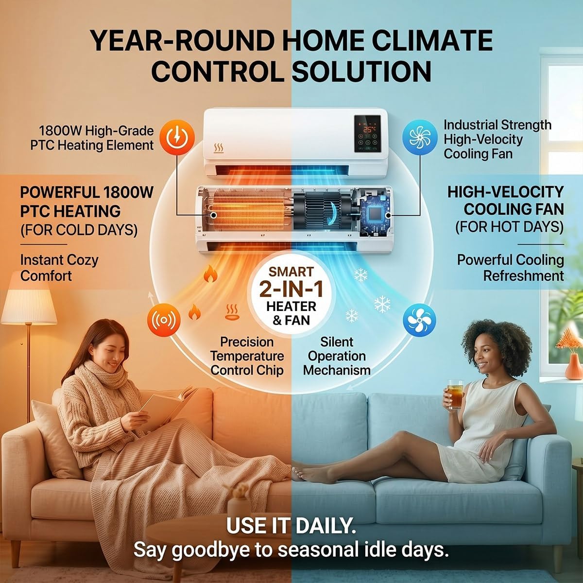 휴대용 벽걸이형 에어컨 팬, 2 in 1 무덕트 미니  - Smart Garden Offices 리뷰 및 가격