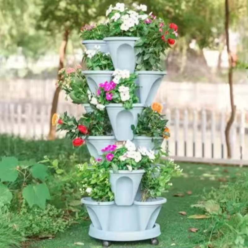 5단 자가 급수형 적층식 딸기 화분, 플라스틱 적층형  - Vertical Planter Tower 리뷰 및 가격