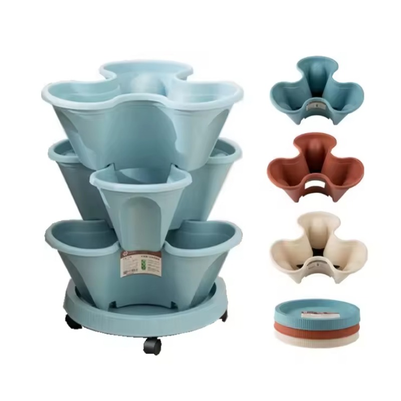 5단 자가 급수형 적층식 딸기 화분, 플라스틱 적층형  - Vertical Planter Tower 리뷰 및 가격