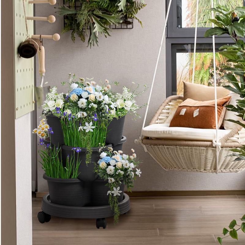 4 개/대 이동식 캐스터와 쌓을 수있는 수직 꽃 냄비  - Vertical Planter Tower 리뷰 및 가격