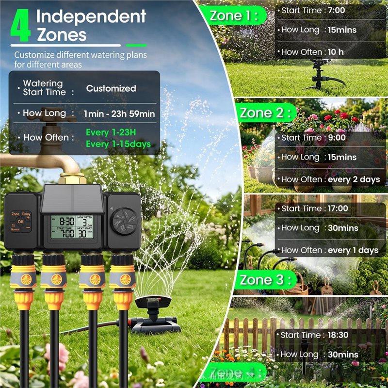 ABAE-솔라 관수 타이머 자동 관수 시스템 4존 스마 - Smart Garden Tap Timer 리뷰 및 가격
