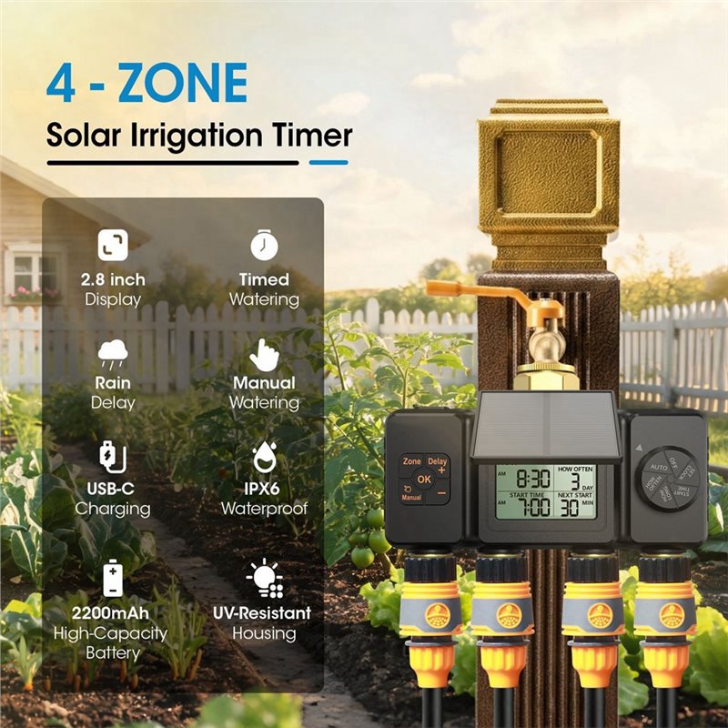 정원용 태양광 관개 타이머, 실외 탭 밸브 4구역 자동 - Smart Garden Tap Timer 리뷰 및 가격