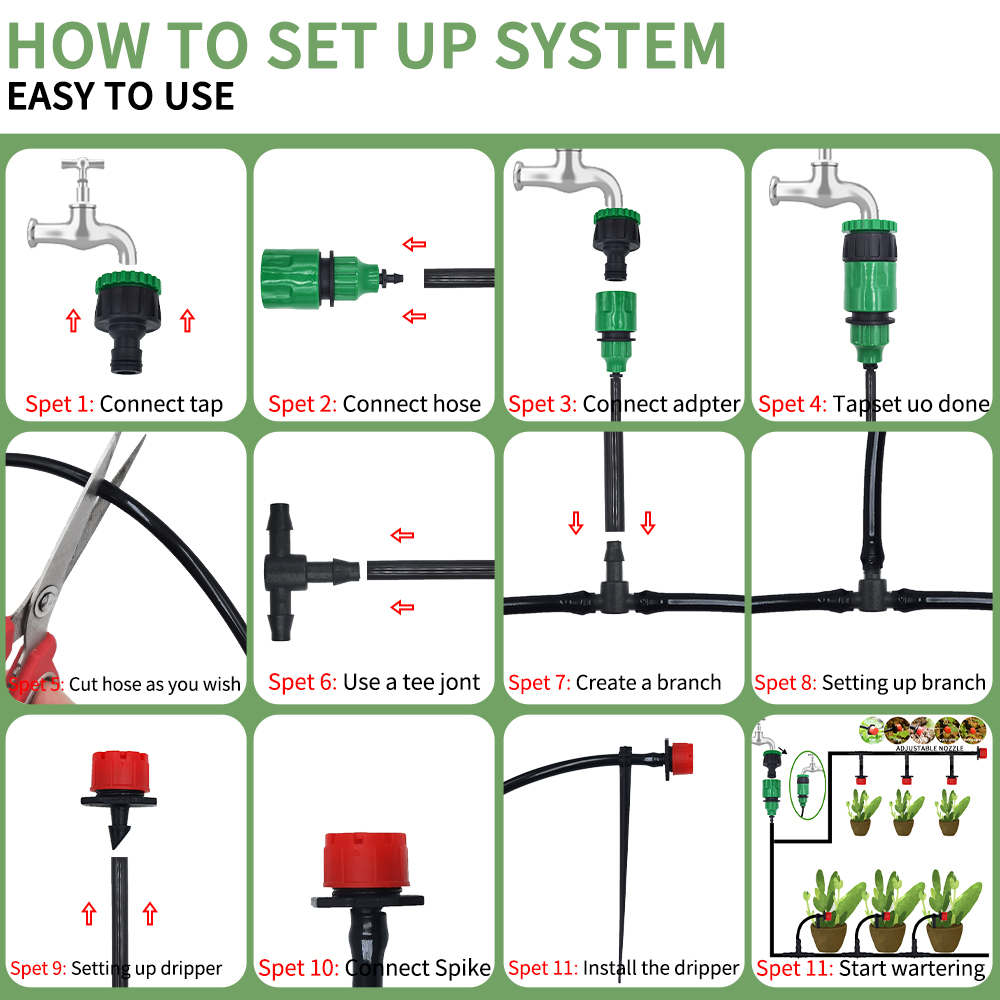 마이크로 드립 관개 시스템 조정 가능한 도저가있는 휴대 - Smart Garden Technology 리뷰 및 가격